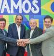 O ex-presidente Lula esteve nesta quinta-feira, 26, com o ex-prefeito de Belo Horizonte Alexandre Kalil, o deputado federal Reginaldo Lopes e o o presidente do PT-MG, Cristiano Silveira  Foto: Ricardo Stuckert