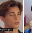 Fotos do corte de cabelo pedido pela mãe e do corte feito no filho  Foto: Reprodução/TikTok/@thiellyns