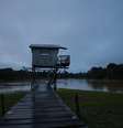 Guarita da base flutuante de fiscalização da Funai no rio Ituí-Itaquaí, que já sofreu vários ataques a tiros  Foto: Bruno Kelly/Amazonia Real / BBC News Brasil