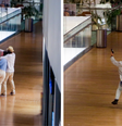 Momento em que mulher é feita de refém durante assalto a joalheria no Village Mall, no Rio de Janeiro  Foto: AgNews/Montagem
