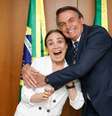 A atriz Regina Duarte em encontro com o presidente Jair Bolsonaro no Palácio do Planalto, em Brasília.  Foto: Twitter/Palacio do Planalto / Estadão