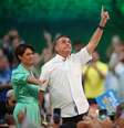 Michelle e Jair Bolsonaro em evento do PL   Foto: Ricardo Moraes / Reuters