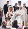 Papa Francisco discursa em reunião com as comunidades indígenas das Primeiras Nações, Métis e Inuit em Maskwacis, Alberta, Canadá  Foto: Reuters / BBC News Brasil