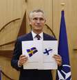 O secretário-geral da Otan, Jens Stoltenberg, com pedidos de adesão de Suécia e Finlândia  Foto: ANSA / Ansa - Brasil