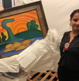 Um dos quadros recuperados pela polícia foi "Sol Poente", de Tarsila do Amaral  Foto: Delegacia Especial de Atendimento à Pessoa da Terceira Idade