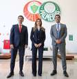 Presidente Leila Pereira recebe os delegados Cesar Saad e Percival Alcântara (Foto: Fabio Menotti/Palmeiras)  Foto: Lance!