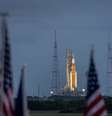 Foguete da missão Artemis I no Centro Espacial Kennedy, na Flórida  Foto: EPA / Ansa - Brasil