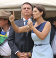 Michelle Bolsonaro durante discurso em ato a favor do presidente Jair Bolsonaro (PL)  Foto: Poder360
