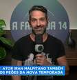 O galã na apresentação de parte do elenco do reality show: tattoo potencialmente polêmica  Foto: Reprodução/TV