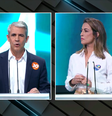 Candidatos Felipe D'Avila (Novo) e Soraya Thronicke (União) participam de debate presidencial  Foto: Reprodução/ YouTube SBT News