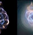 À esquerda, o novo modelo 3D da Olho de Gato; à direita a imagem feita pelo Hubble (Imagem: Reprodução/Ryan Clairmont/NASA/ESA/HEIC/The Hubble Heritage Team)  Foto: Canaltech
