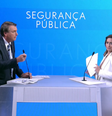 O presidente e candidato à reeleição, Jair Bolsonaro (PL), e a candidata Soraya Thronicke (União Brasil) trocaram acusações em debate na TV Globo   Foto: TV Globo