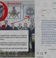 Reprodução de postagem desinformativa que engana ao dizer que Bolsonaro tirou foto em templo maçônico com imagem de Bafomé  Foto: Aos Fatos