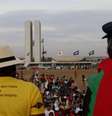 Imagem de uma manifestação quilombola em Brasília.  Foto: Imagem: Reprodução/ Observatório De olho nos Ruralistas / Alma Preta