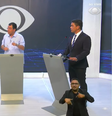 O candidato Eduardo Braga (MDB) foi sabatinado pelos jornalistas da emissora  Foto: Reprodução/ YouTube/ Band Amazonas