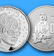 Moedas de Harry Potter e da banda AC/DC  Foto: Royal Mint / Montagem Homework