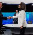 Bolsonaro com Renata Vasconcellos e William Bonner na sabatina no 'Jornal Nacional'  Foto: Divulgação/TV Globo