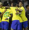 Imagem mostra jogadores da Seleção celebrando gol em amistoso preparatório para a Copa de 2022, contra Gana.  Foto: Imagem: Lucas Figueiredo/CBF / Alma Preta