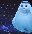 A Copa do Mundo começou e a mascote La'eeb é um sucesso. Ela entrou no estádio Al Bayt na cerimônia de abertura.  Foto: Reprodução TV Globo / Flipar
