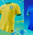 Camisas da seleção na opção amarela, para os titulares, e azul, para a reserva  Foto: Nike