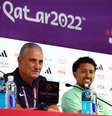 Tite e Marquinhos durante coletiva do Brasil   Foto: Gareth Bumstead / Reuters