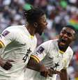 Jogadores da seleção de Gana celebrando um dos gols do país contra a Coreia do Sul  Foto: EPA / Ansa - Brasil