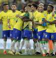 Seleção celebra vitória após jogo contra a Suíça   Foto: Lucas Figueiredo/CBF