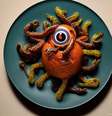 Uma criatura com mil olhos e um milhão de membros, cozida no estilo de pato à l'orange', para o jogo Bureau of Multiversal Arbitration  Foto: Assistente social shevtsov/Bureau of Multiversal Arbitration/CC0 1.0