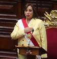 Dina Boluarte durante a cerimônia que a diplomou como nova presidente do Peru  Foto: Sebastian Castaneda