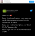 Tweet republicado no Instagram cita argumentos fracos para sugerir que vandalismo em Brasília foi ação de esquerdistas infiltrados  Foto: Aos Fatos