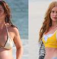 Fotos de Cíntia Dicker de biquíni na praia confudiram web e modelo foi comparada à Marina Ruy Barbosa.  Foto: AGNews / Purepeople