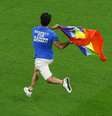 Manifestante invade campo durante partida Portugal x Uruguai  Foto: Reuters