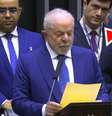 E esse olhar 43? Ivan Furlan Falcone roubou a cena e quase ofusca Lula na cerimônia no Congresso  Foto: Reprodução/TV