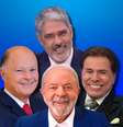 Lula entre Edir Macedo (Record), William Bonner (Globo) e Silvio Santos (SBT): resistência a Lula está menor nas TVs  Foto: 