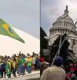 Invasão a prédios públicos em Brasília e ao Capitólio, em 6 de janeiro de 2021  Foto: Getty Images / BBC News Brasil