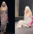Kristen McMenamy fez um show à parte no desfile da marca italiana Valentino em Paris  Foto: Reproduções