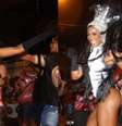 Erika Januza caiu no samba durante o ensaio de rua da escola Unidos do Viradouro.  Foto: AGNews / Purepeople