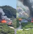 Imagens do estabelecimento em chamas  Foto: @Twitter