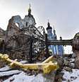 Monastério destruído em Bohorodychne, na região ucraniana de Donetsk  Foto: EPA / Ansa - Brasil