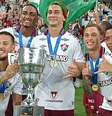 Jogadores do Flu comemoram a conquista da Taça Guanabara  Foto: Reprodução