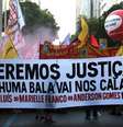 Manifestantes fazem protesto em memória do caso Marielle no centro do Rio.  Foto: Wilton Junior/Estadão / Estadão
