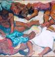 Pintura de Godfrey Rubens que retrata o massacre de Sharpeville, na África do Sul  Foto: Wikimedia