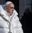 Viral nas redes sociais desde ontem, a imagem do Papa Francisco vestindo um casacão "over-sized" inspirado na moda do hip hop não existe  Foto: Reprodução