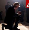 Na quinta-feira, Trump compartilhou uma imagem gerada por inteligência artificial em sua própria plataforma de mídia social, na qual aparece ajoelhado rezando  Foto: Truth Social / BBC News Brasil