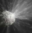  Ilustração mostra a ejeção de uma nuvem de detritos depois que a espaçonave DART colidiu com um asteroide   Foto: ESO/M. Kornmesser