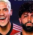 Gabigol, sisudo, quer a posição que hoje pertence ao sorridente Pedro  Foto: Reprodução