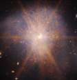 O Telescópio Espacial James Webb capturou esta imagem das galáxias em fusão conhecidas como Arp 220.   Foto: NASA, ESA, CSA, STScI; Processamento de imagem: Alyssa Pagan (STScI)