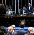 Davi Alcolumbre coordenou a sessão no plenário do Senado para votação dos destaques ao texto da Previdência.  Foto: Pedro França/Agência Senado / Estadão
