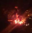 Incêndio atingiu garagem de ônibus em Petrópolis  Foto: Reprodução/Twitter/@iagobra