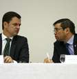 O ministro da Justiça e Segurança Pública, Anderson Torres, e o diretor-geral da PF, Márcio Nunes, durante entrevista coletiva sobre a Operação Eleições 2022 no segundo turno.  Foto: Marcelo Camargo/Agência Brasil / Estadão